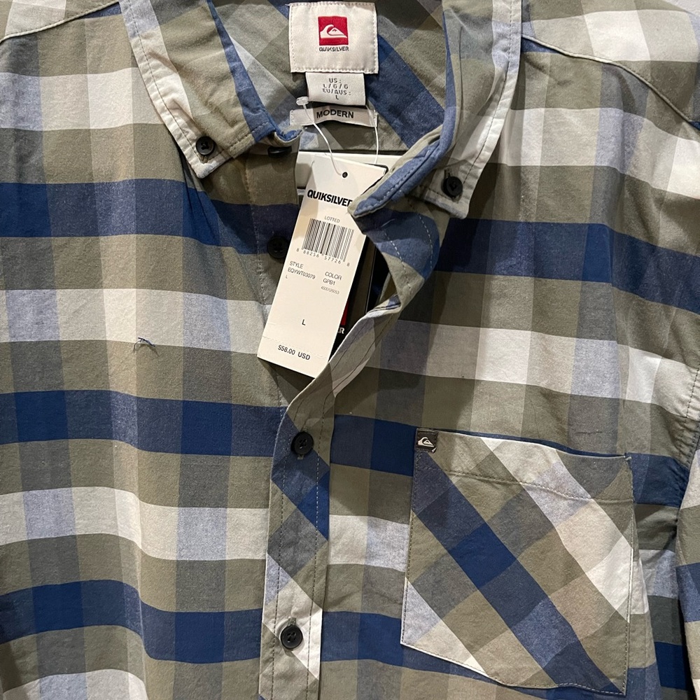 COPY - TWO (2) Quiksilver Check print shirts. NWT. Large. - Picture 6 of 6